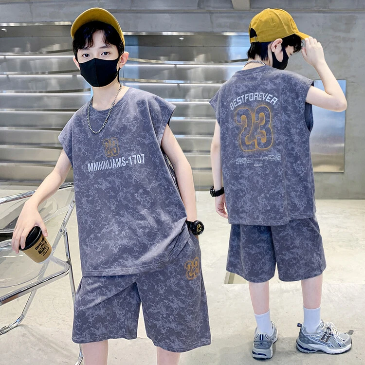 儿童23号篮球服夏季短袖套装童装男童休闲棉质球衣小学生运动球服
