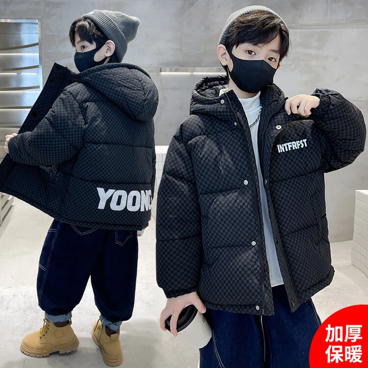 儿童装男童冬装加绒棉服2024新款棉衣中大童冬季加厚棉袄洋气外套
