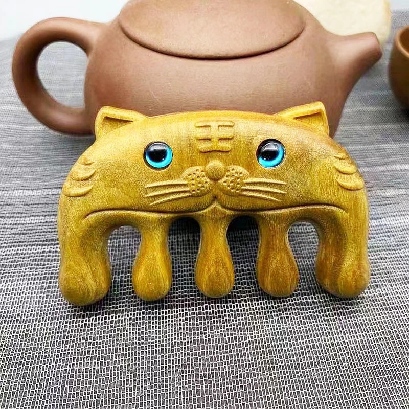 六木缘新款金丝檀木大老虎按摩梳全网代发现货儿童厚实