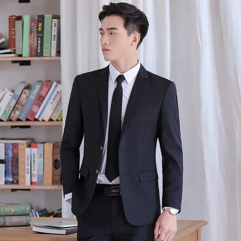 西装男套装修身商务正装4S店上班工作服休闲面试三件套西服套装