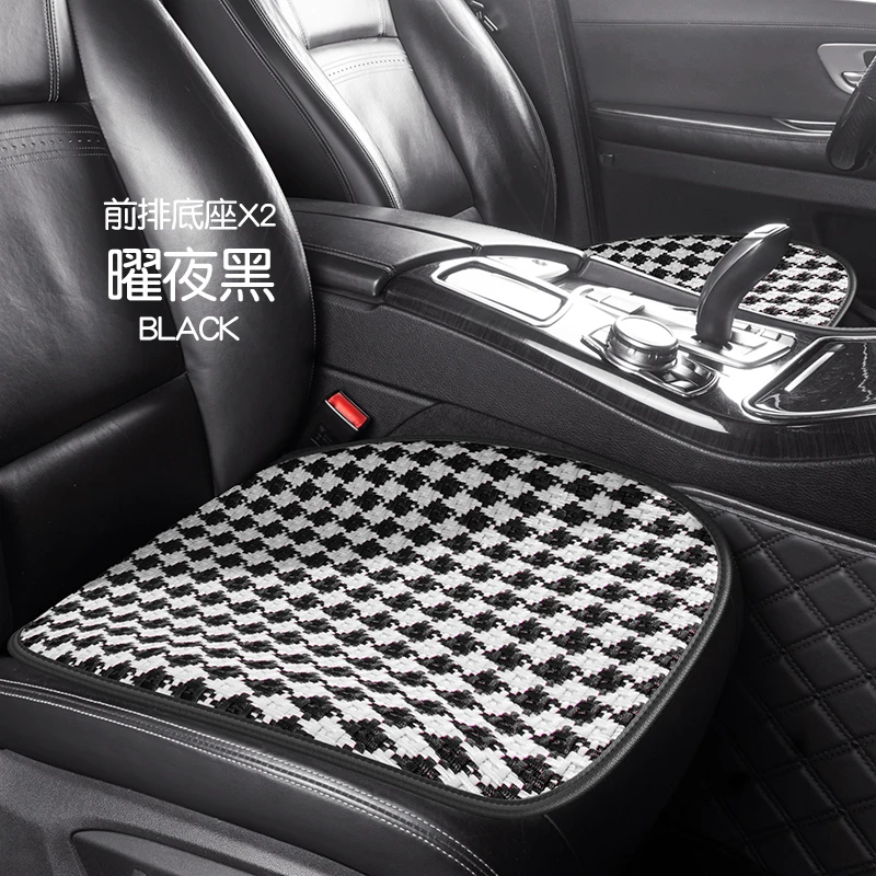 汽车坐垫四季亚麻单片无靠背三件套四季通用汽车座椅垫子透气凉垫