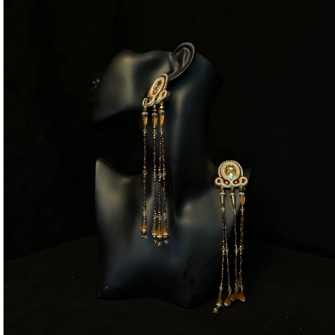 非金属布艺耳饰 恒恒民族风蛇腹线手工日常百搭耳链