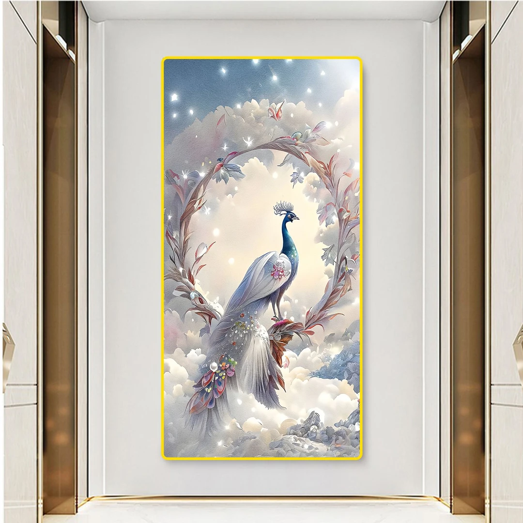 XG007入户孔雀画道装饰画寓意好玄关轻奢尽头走廊现代客厅挂画