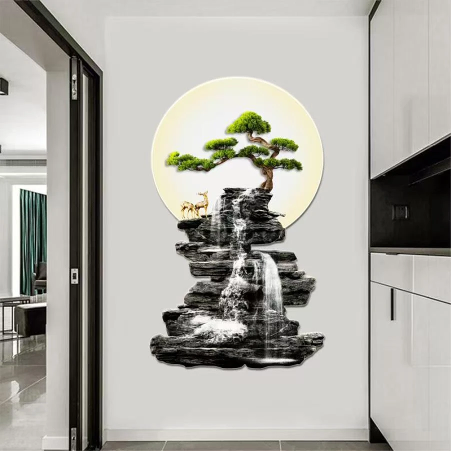 DK002迎客松玄关装饰画走廊过道挂画沙发落地画客厅装饰画捡漏