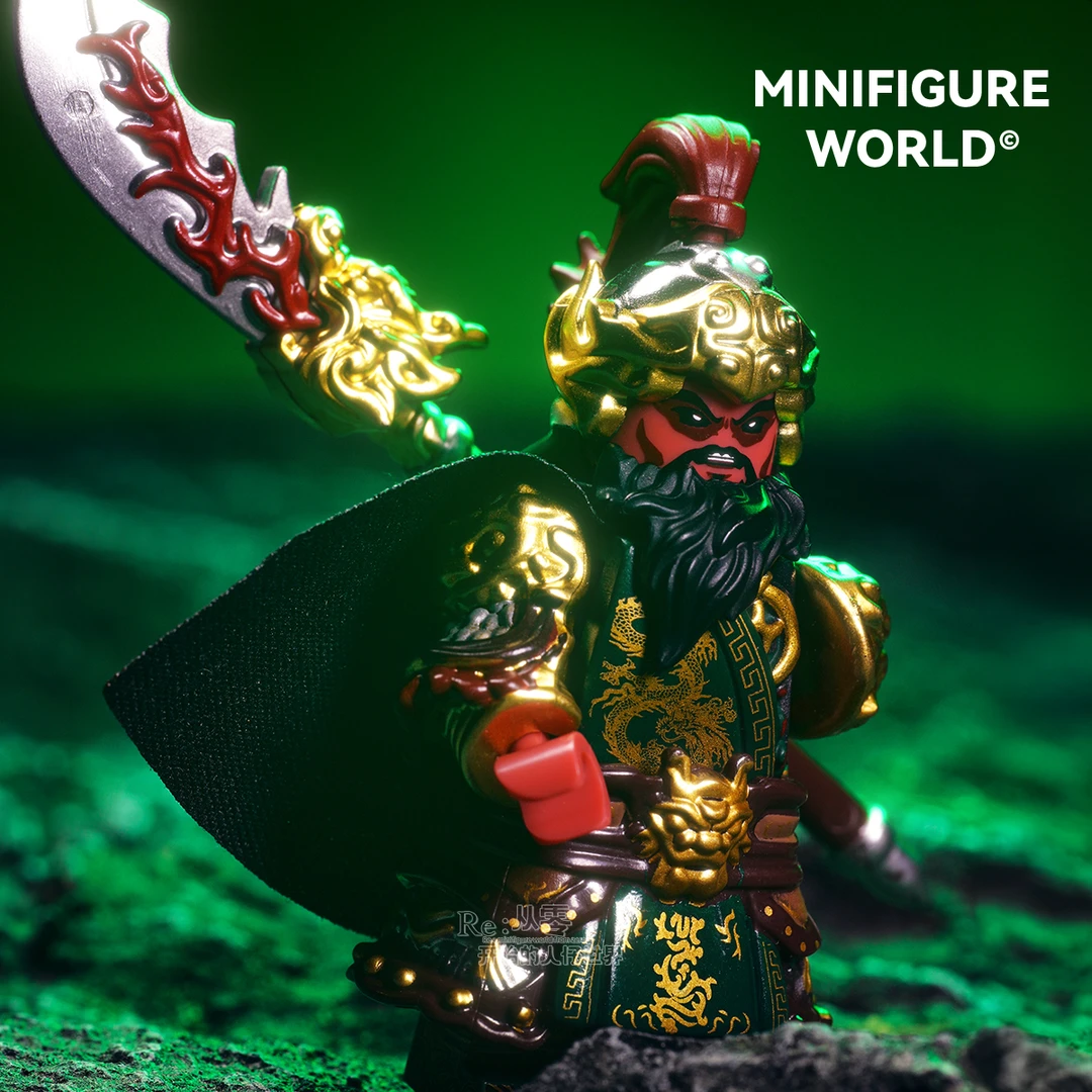 关羽张飞吕布赵云铠甲三国五虎将第三方国风拼装人仔积木男孩玩具