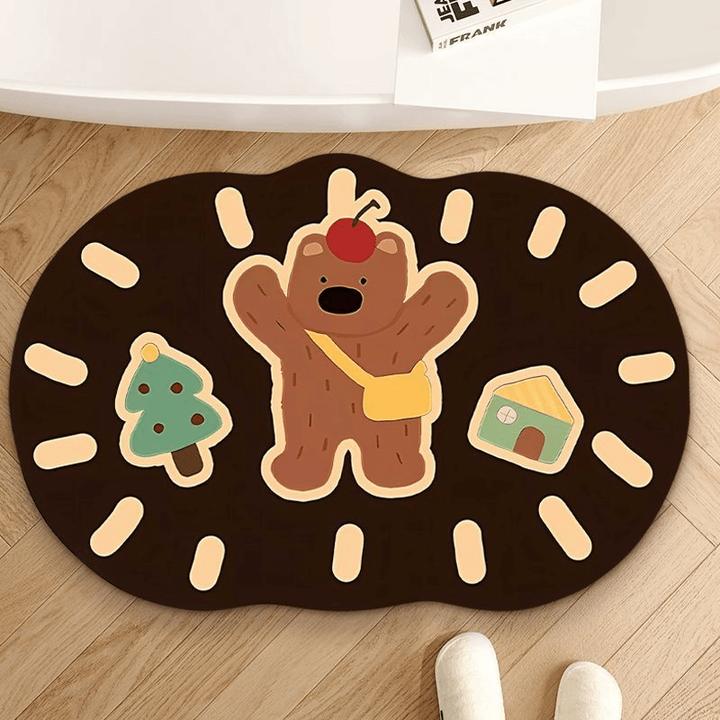 卫生间厕所门口脚垫软硅藻泥浴室地垫卡通异形防滑吸水速干垫可爱