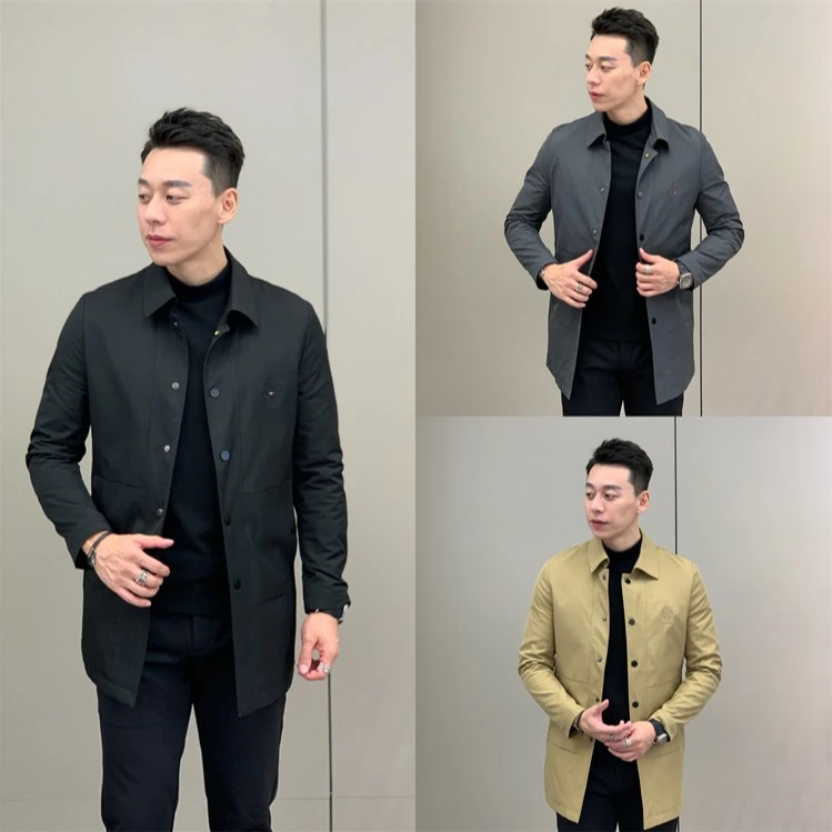 T&X/梯形男士秋季商务休闲薄款时尚修身风衣外套中长款（0028）