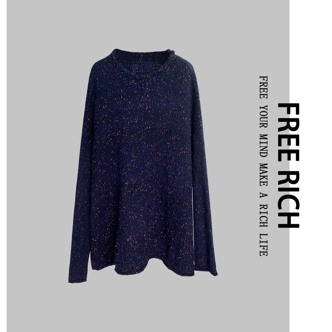 FREE RICH 毛衣/圆领宽松彩点时尚百搭羊绒毛衣