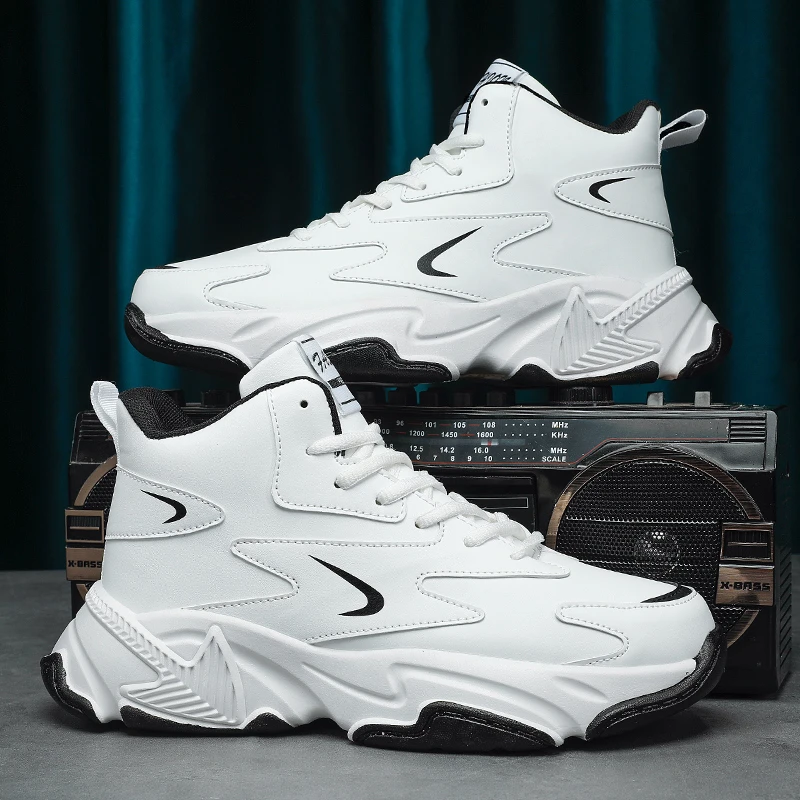 耐克男鞋2023新款冬季休闲青少年篮球厚底内增高白色运动老爹潮鞋