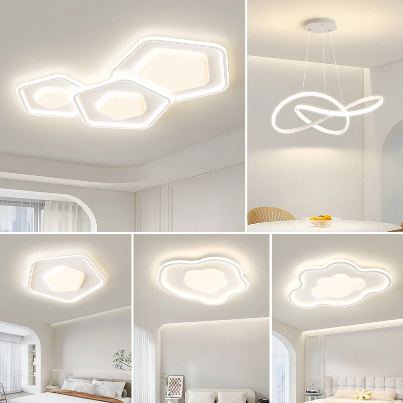奶油风客厅灯现代简约大气云朵形方块吸顶灯新款灯具全屋组合套餐