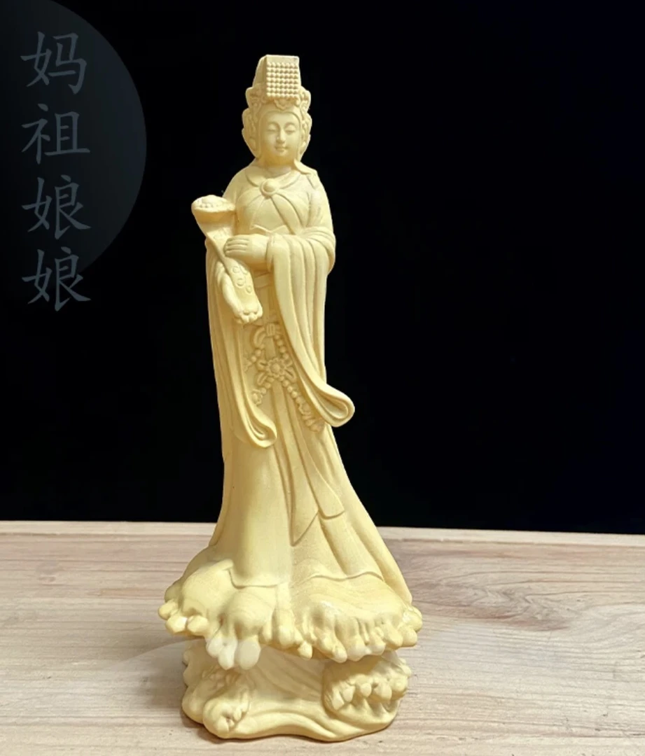 黄杨工艺品摆件湄洲岛海神（妈祖）娘娘高度15*5