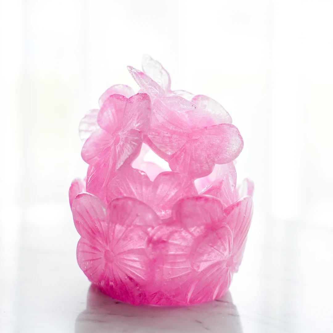 画蝶香炉 古法手工粉彩琉璃炉 中式香薰茶室文创摆件