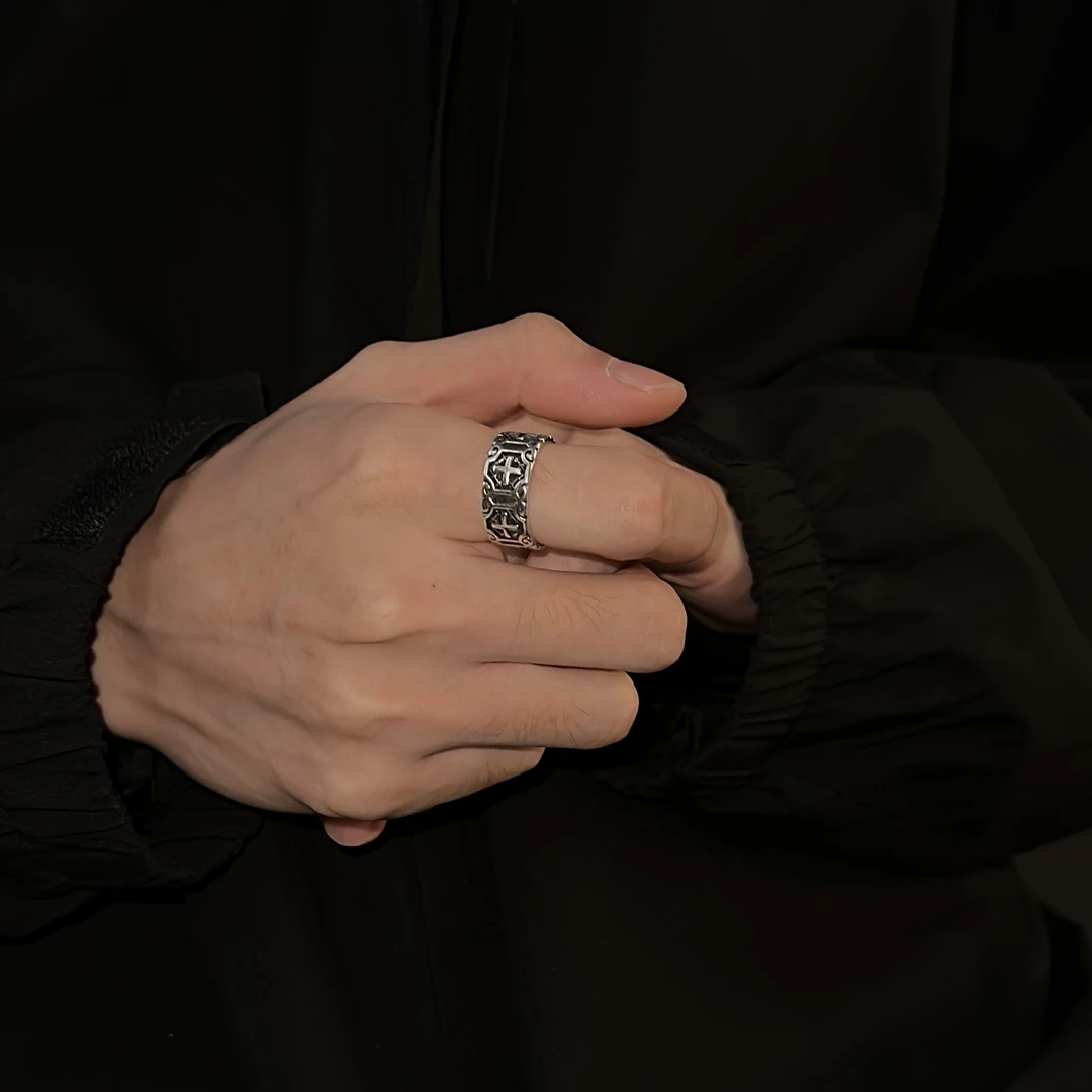 铜合金戒指 情侣小众男士可调节朋克风时尚高级感轻奢ins男生小众