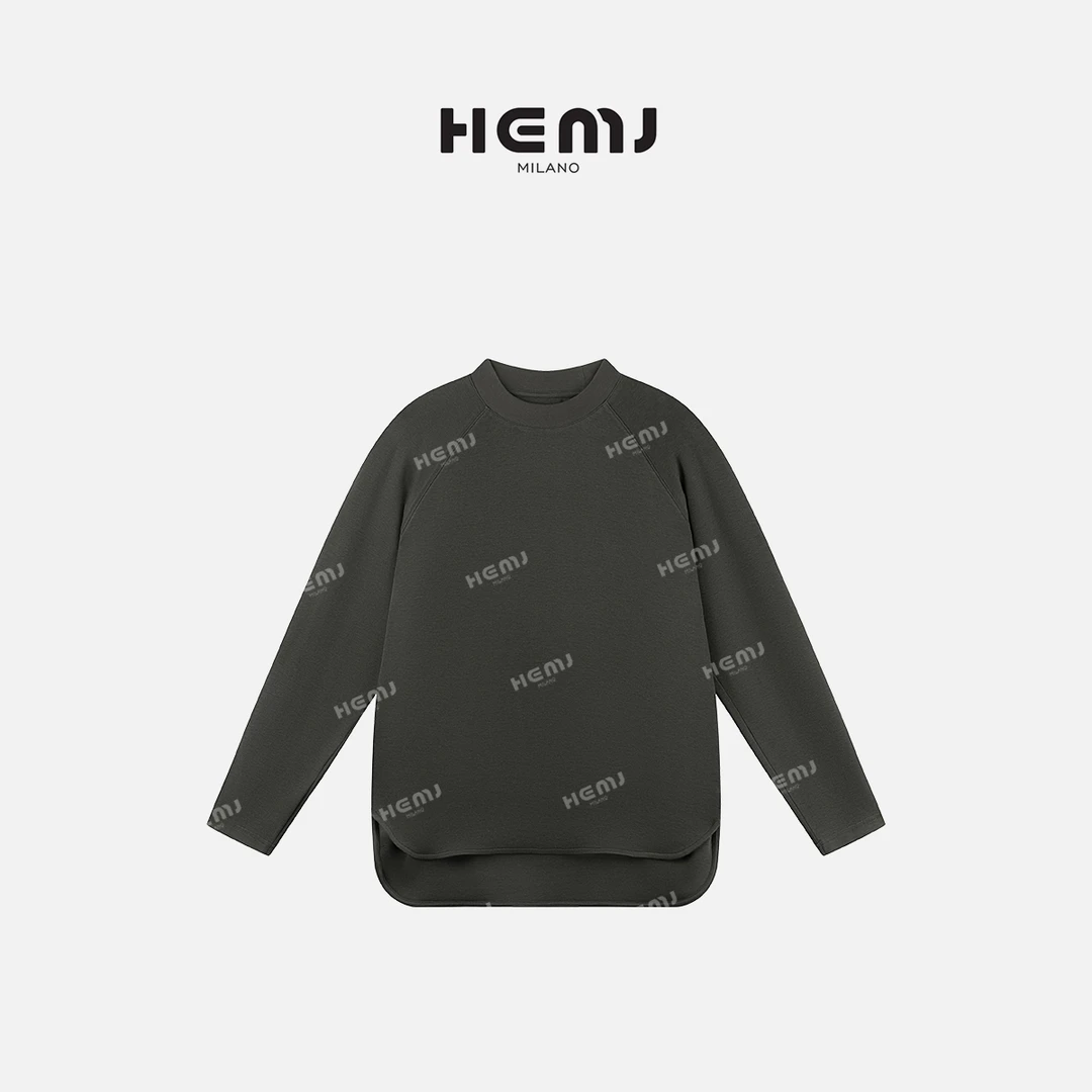 HEMJ 和梦洁25年春款深灰咖舒适圆领长袖打底百搭T恤 MC1D4136