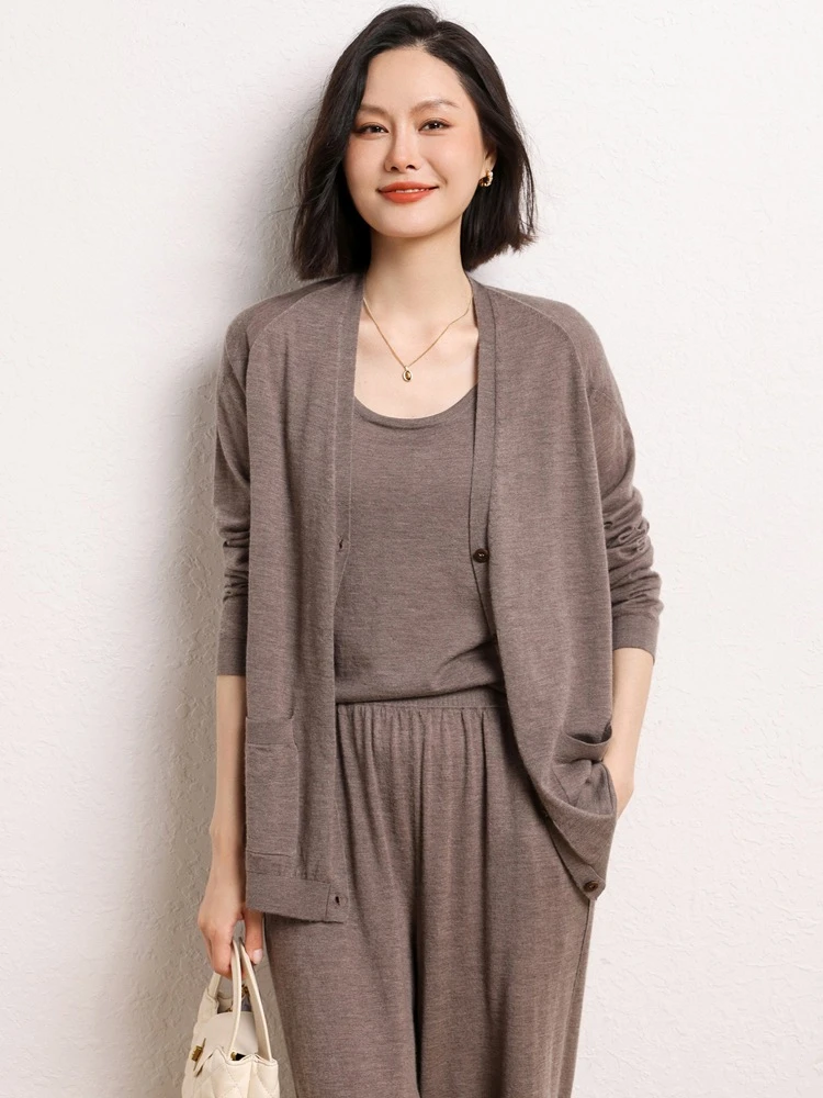 春秋夏新款68支精纺羊绒衫开衫防晒衣空调衫百搭减龄显气质轻奢