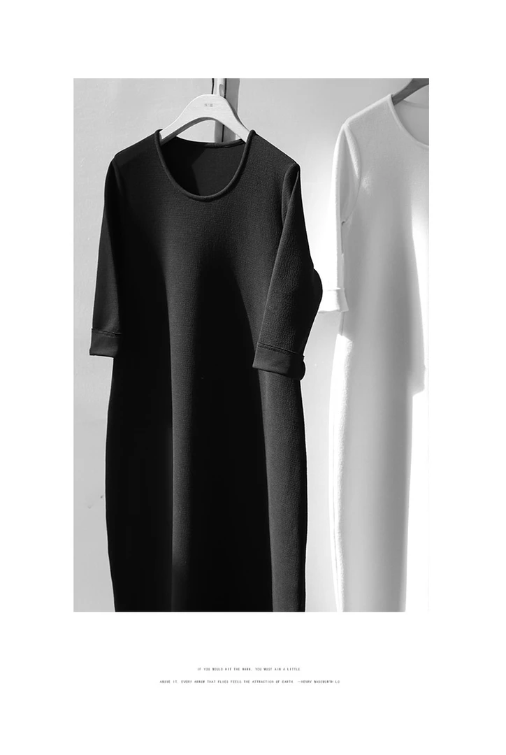 休闲法式空气层针织秋冬新款温柔风打底裙茧形气质长裙