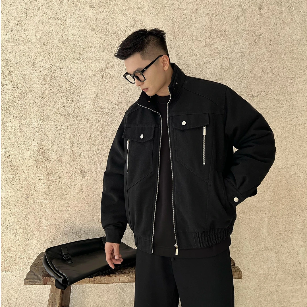 二十二号穿搭【军布座山雕】冬季重磅剪裁解构设计加绒加厚夹克外套