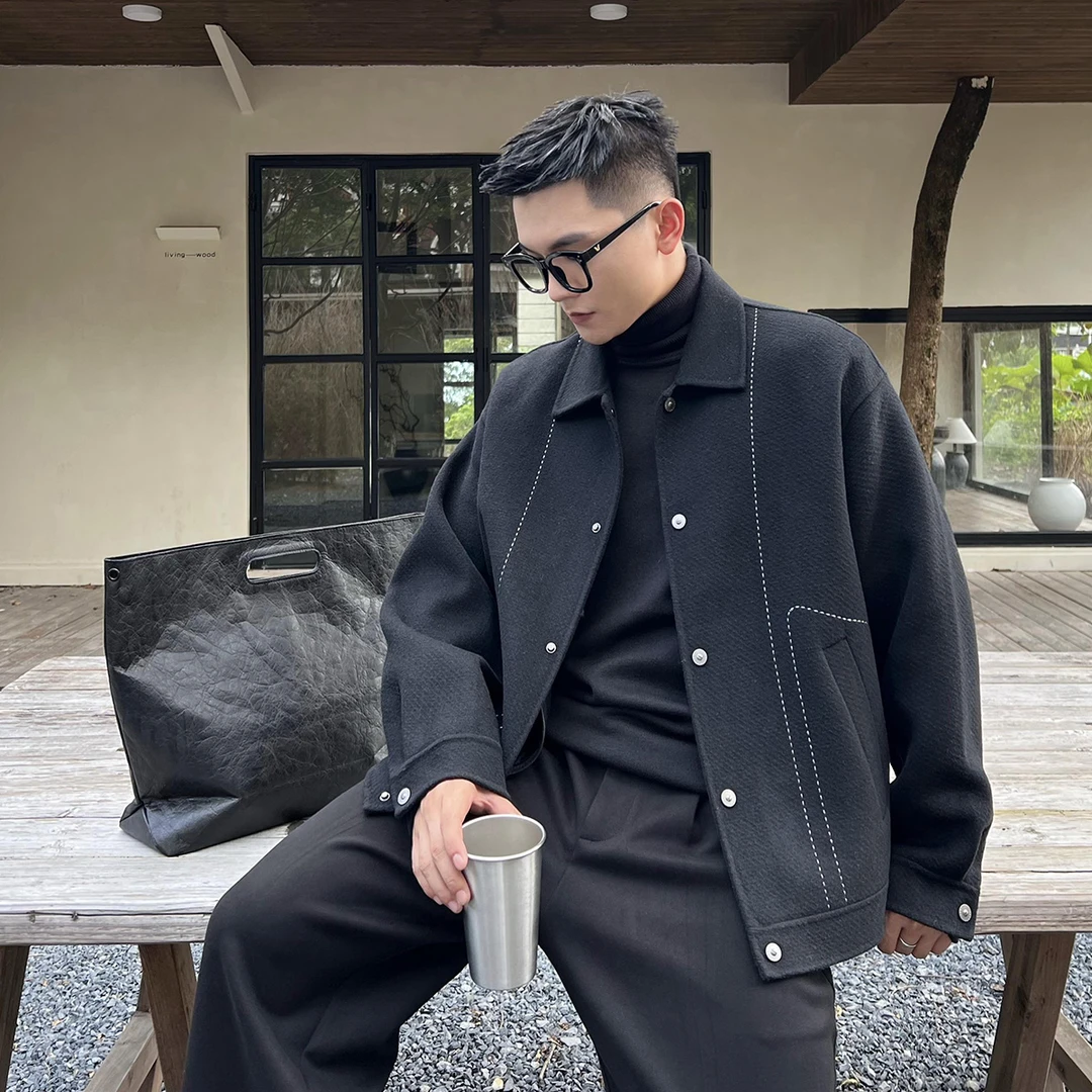 二十二号穿搭【双面羊毛呢】明线设计感抗寒保暖夹克高级感大衣外套