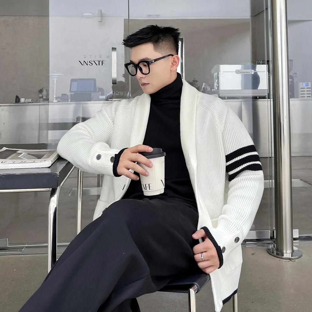 二十二号穿搭【贵气王子风】冬季保暖毛衣男士高级感撞色针织衫外套