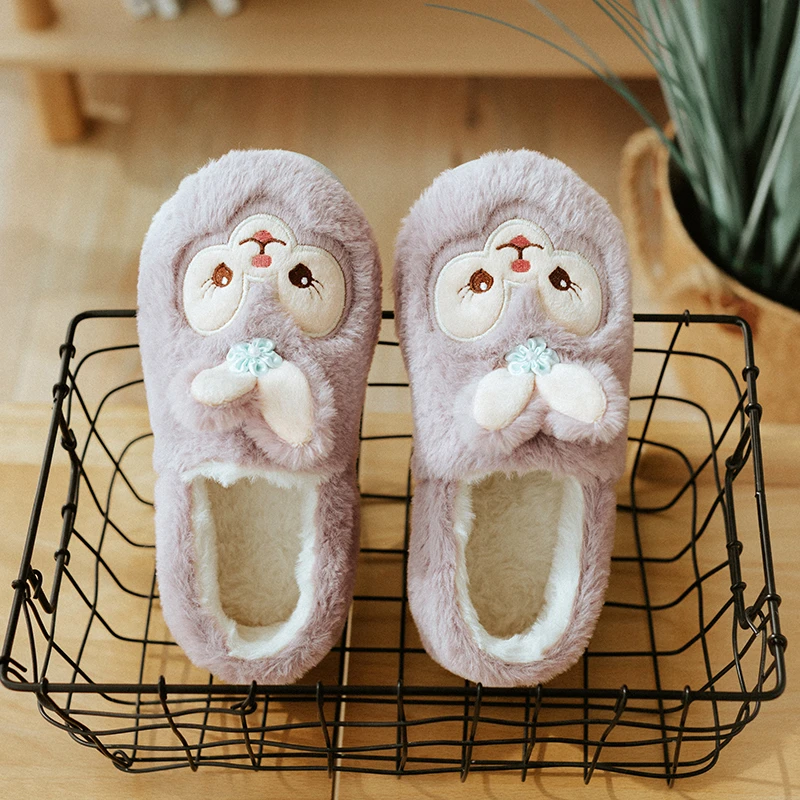 棉拖鞋女秋冬季可爱加绒包跟毛毛月子鞋厚底防滑保暖室内居家托鞋