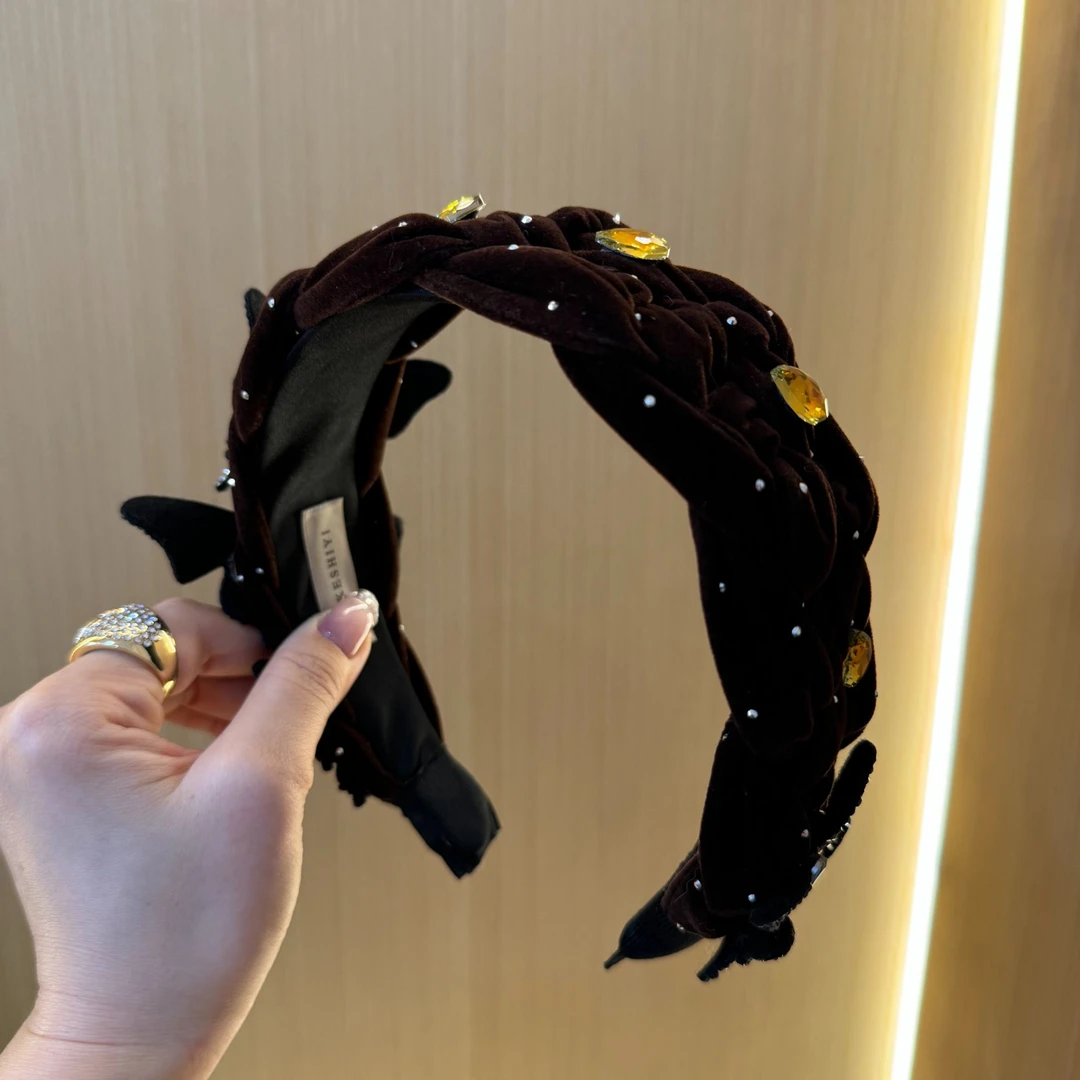 首仕 原创设计【6660】双飞蝶秋冬款丝绒编织复古发饰发箍