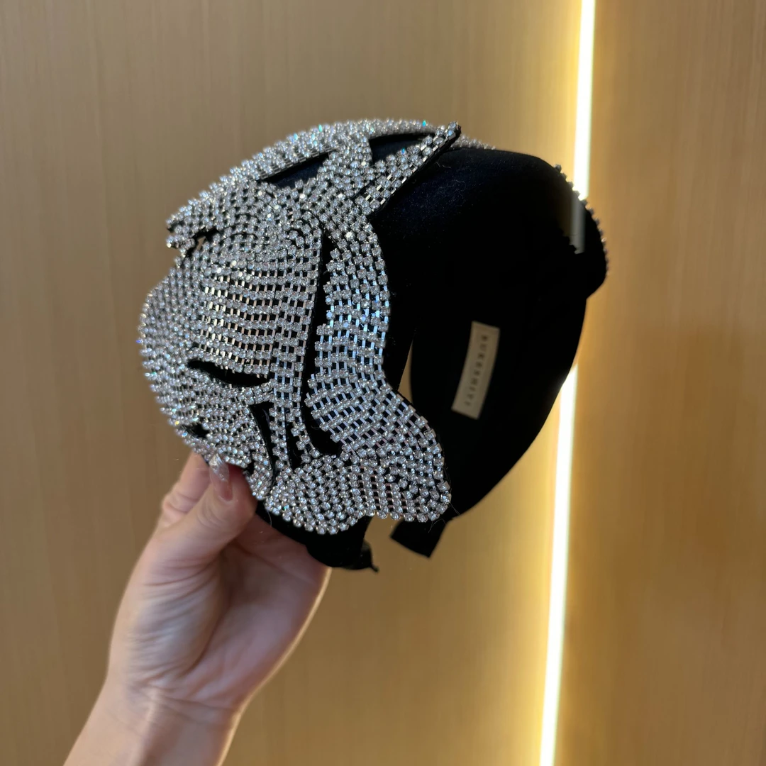 首仕 原创设计【6699】个性重工银色发箍满钻时尚气质百搭发饰