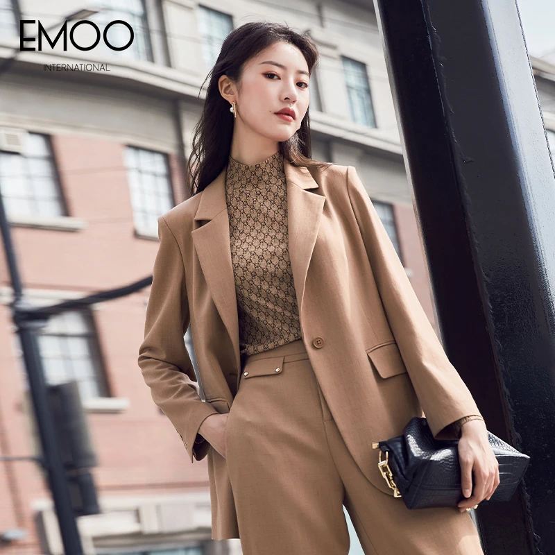 EMOO杨门西服外套气质套装显瘦一粒扣休闲小西装女E31S013156