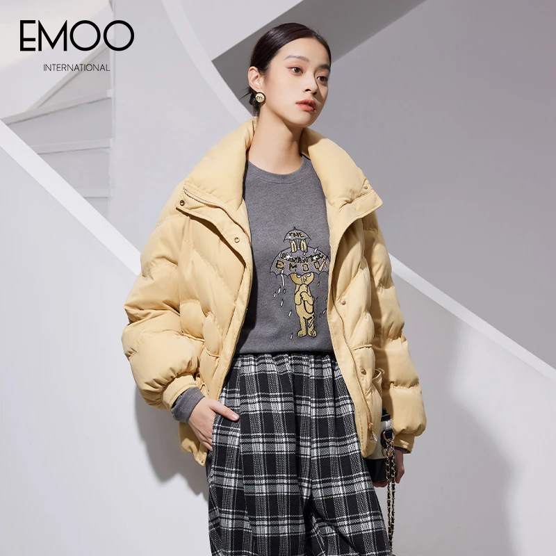 EMOO/羽绒服女士短款时尚休闲保暖冬季气质百搭简约E42Y041389