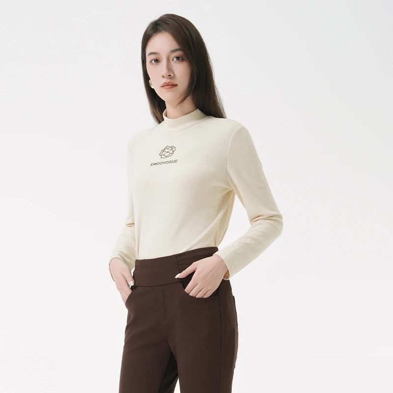 EMOO/杨门半高领中高圆领上衣长袖内搭套头打底衣纯色E43X012224