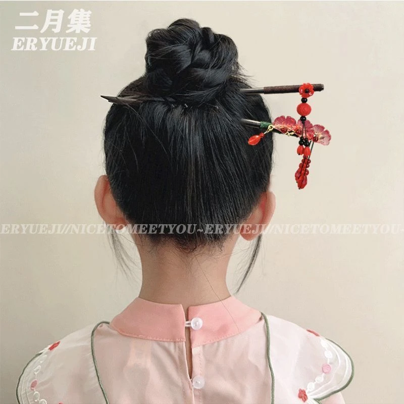 古风高级感流苏发簪女新中式木质盘发簪子国风汉服步摇发钗子头饰