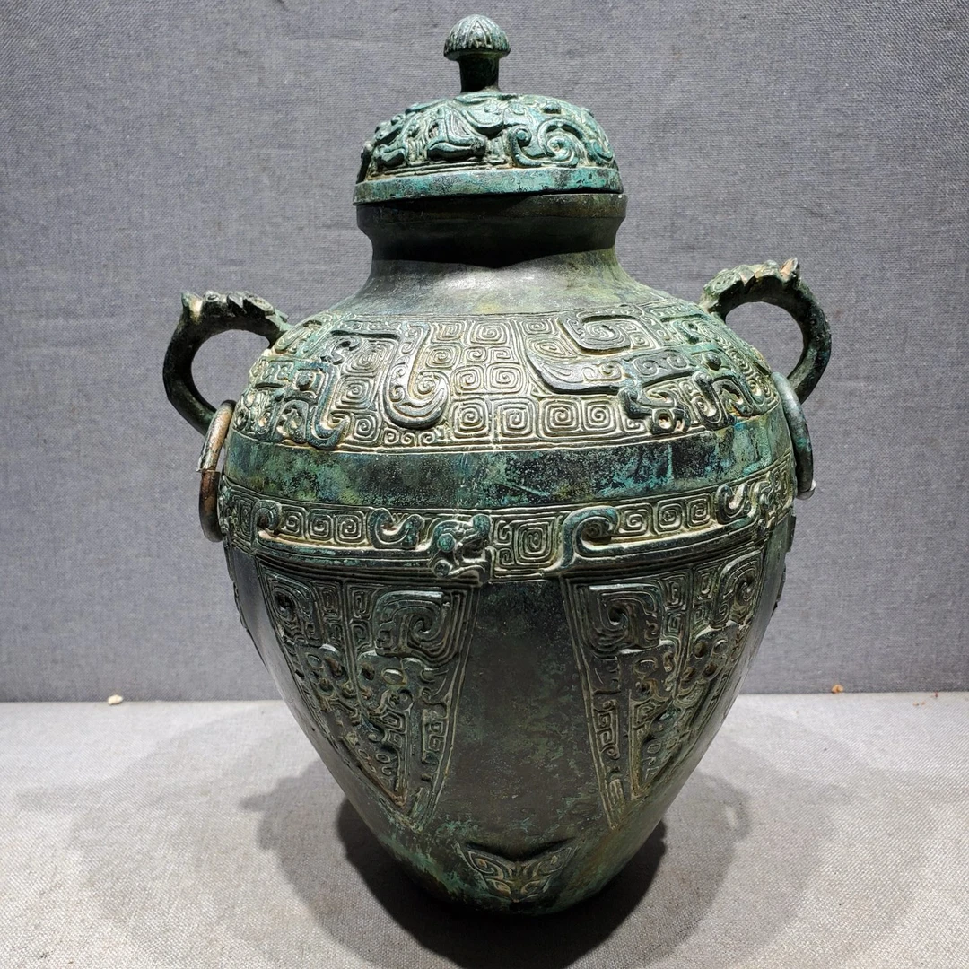古铜坊复刻西周青铜器龙纹圆瓿仿古青铜器摆件