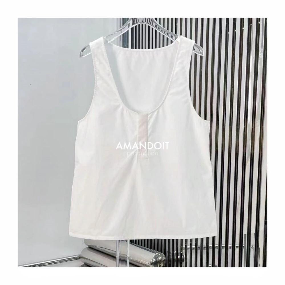 2968丨欧版半胸扣宽松白背心