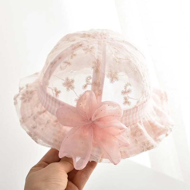 宝宝儿童帽子婴儿夏季薄款太阳帽可爱公主帽春夏款女童遮阳宫廷帽