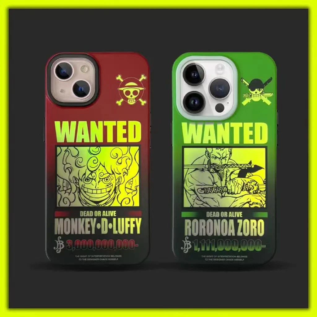 新款创意动漫海贼王五档路飞苹果14/13/12promax/11手机壳防摔ins