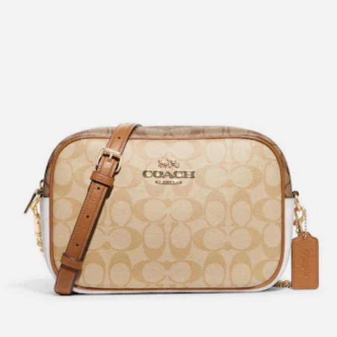 【预售】Coach/蔻驰奶茶拼白色拼卡其色相机包美国顺丰直邮