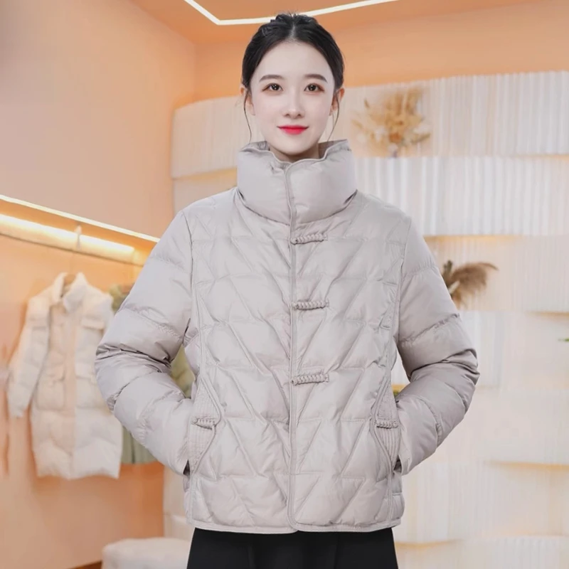 黛迹中年修身显瘦时尚羽绒服2024冬季新款轻薄国风短款保暖外套女