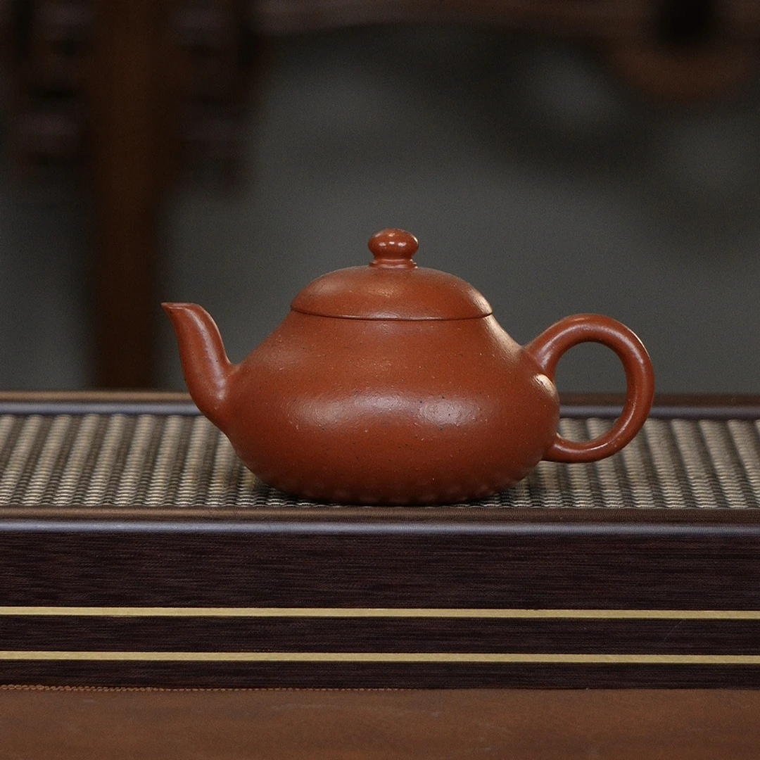 宜兴紫砂原矿小煤窑老朱泥半手工梨型壶