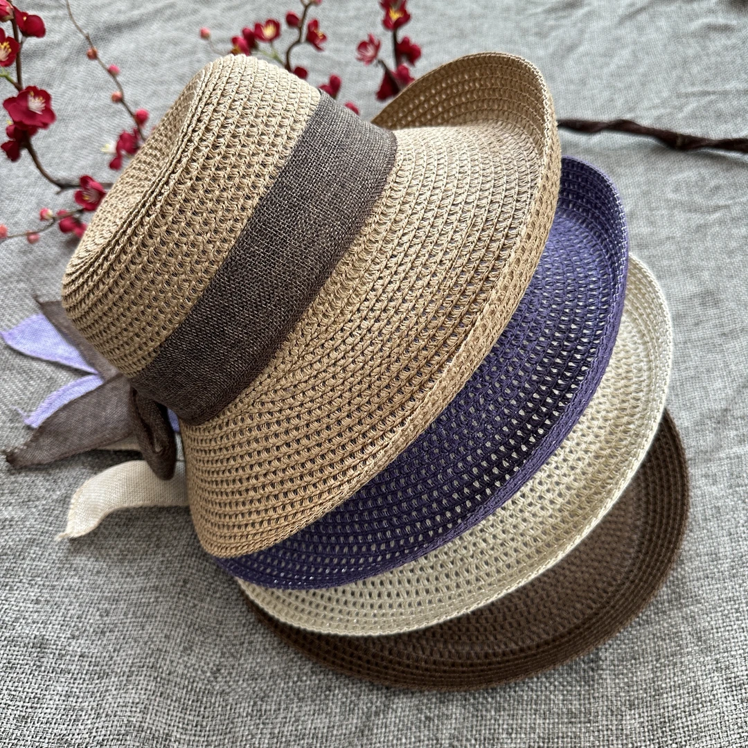 【语禾】8121夏季女草帽防晒太阳帽透气百搭遮阳帽可折叠海边沙滩帽