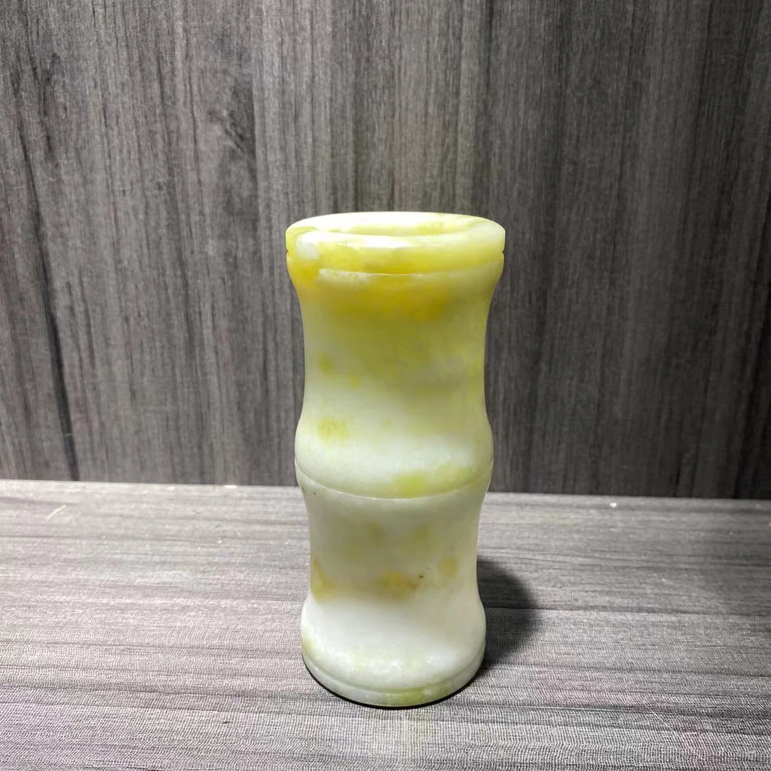 方解石蛇纹石岫玉笔筒摆件（多样性发货）