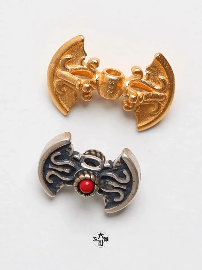 吊坠925银 金刚钺刀背云绳束卡子佛珠念珠手串配饰搭配藏传小元素