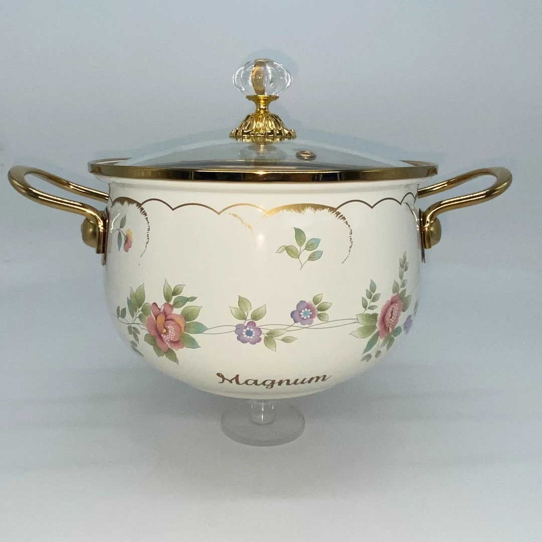 （蝶恋香妃）外贸出口加厚珐琅搪瓷汤锅 明火电磁炉电陶炉通用