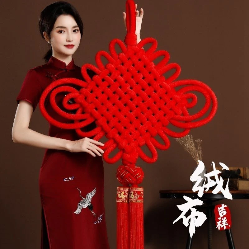 手工编织中国结挂件红色舞蹈道具新款乔迁客厅玄关背景墙装饰室内