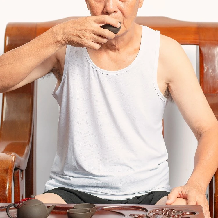 中老年人背心男士夏季无袖网眼冰丝速干宽松爸爸夏天外穿吊带爷爷