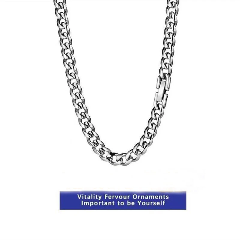 钛钢项链 粗古巴锁骨链男士小众项链男款潮牌百搭女潮嘻哈链子饰