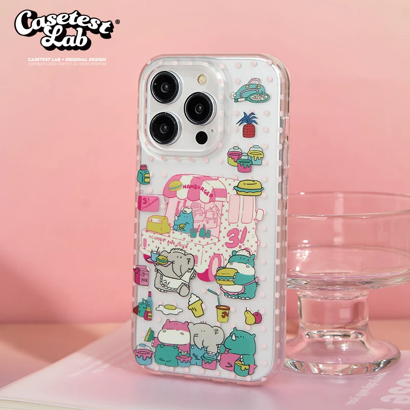 河马小象商店双层印花手机壳适用iPhone15pro卡通苹果可爱新款14
