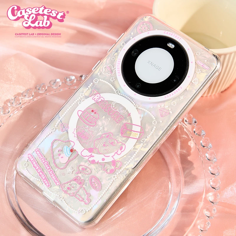 壳试验挖宝藏双层磁吸适用华为mate60防摔手机壳贝壳纹mate60pro+