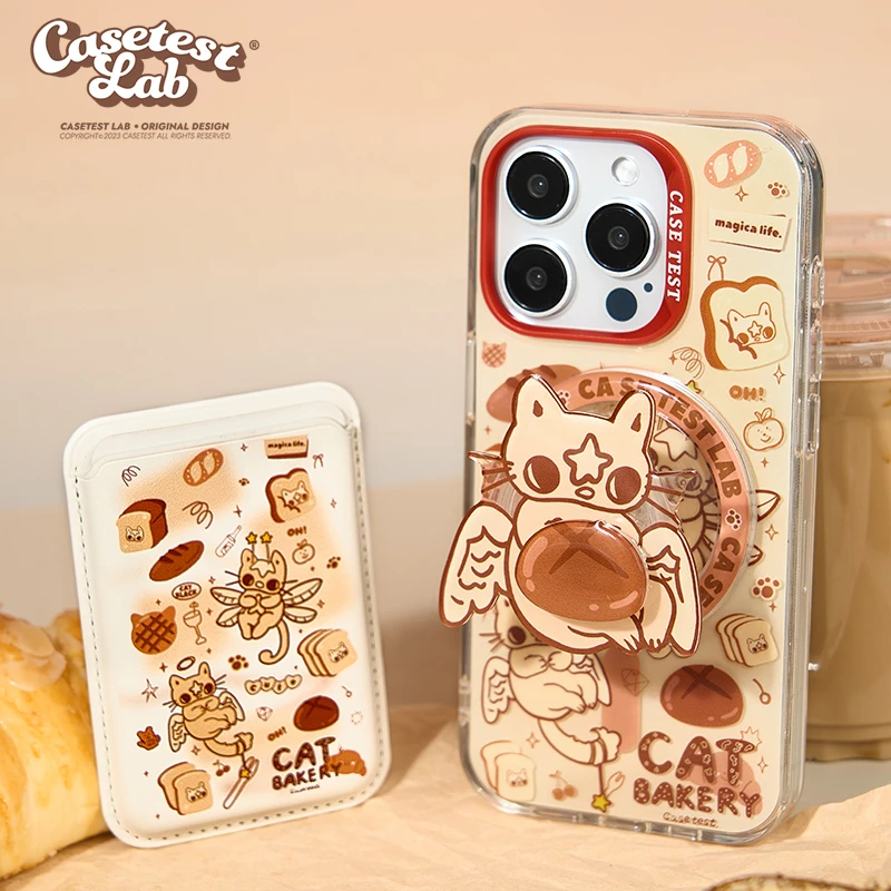 原创小猫面包店磁吸iPhone15promax手机壳防摔苹果14pro可爱新款