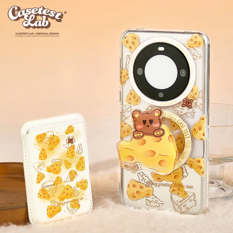 壳试验原创奶酪小熊双层磁吸手机壳适用华为mate60pro可爱防摔ins