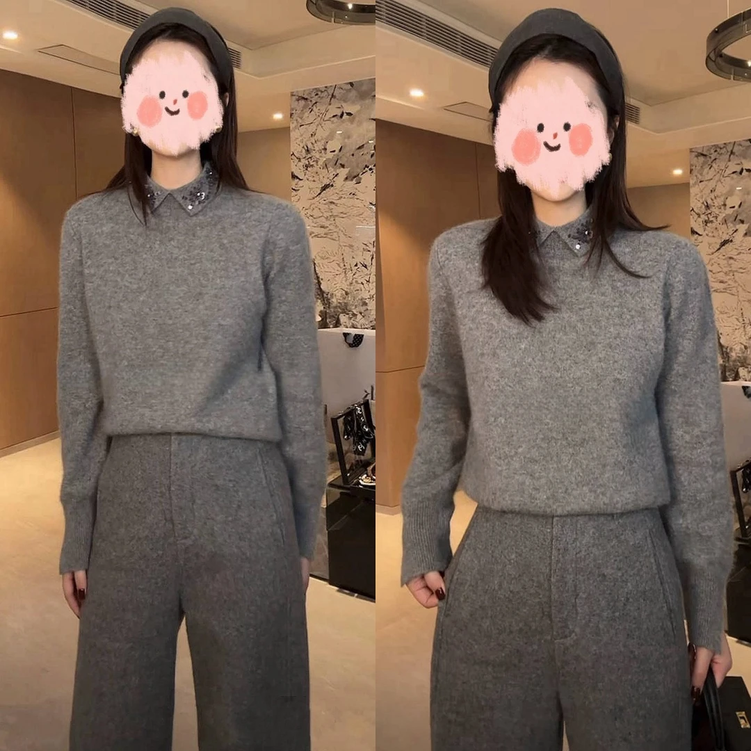 秋冬女士时尚百搭服装潮流别致女装上衣裤子套装休闲显瘦一整套