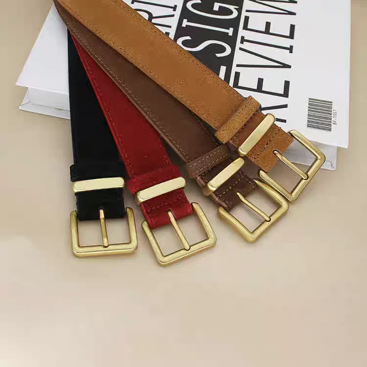 高级感真皮腰带女士磨砂牛皮时尚百搭装饰皮带